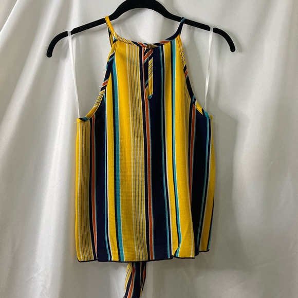 A67.   New Rainbow striped tank w/ tie, medium - Picture 5 of 5